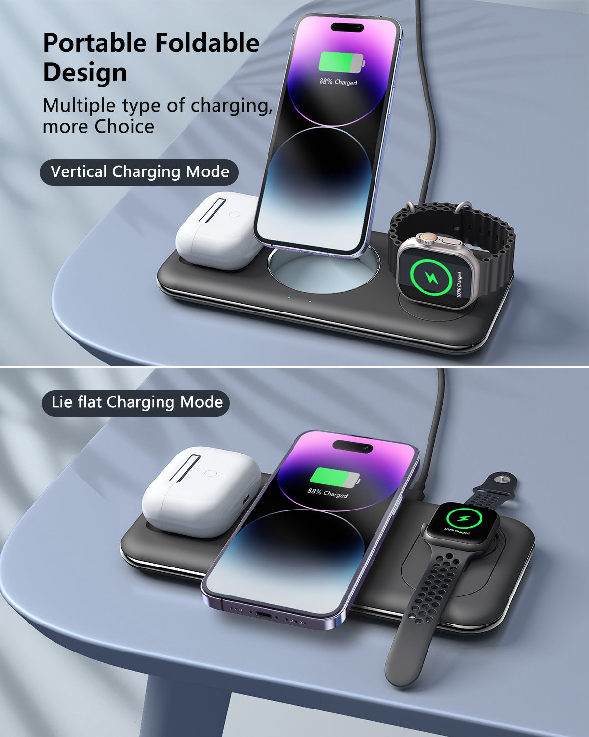 Folding Magnetic Wireless Charger Desktop Bracket
