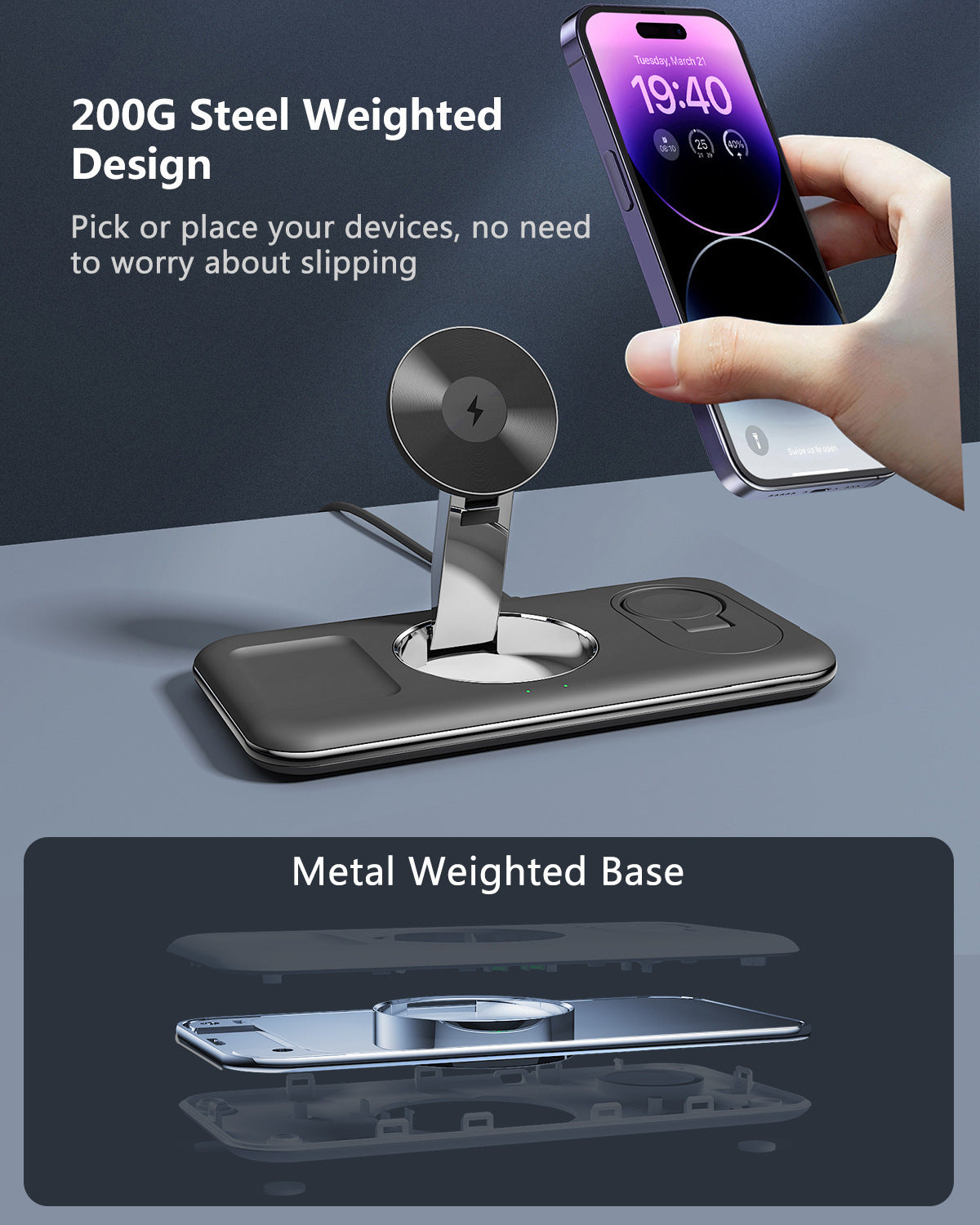 Folding Magnetic Wireless Charger Desktop Bracket