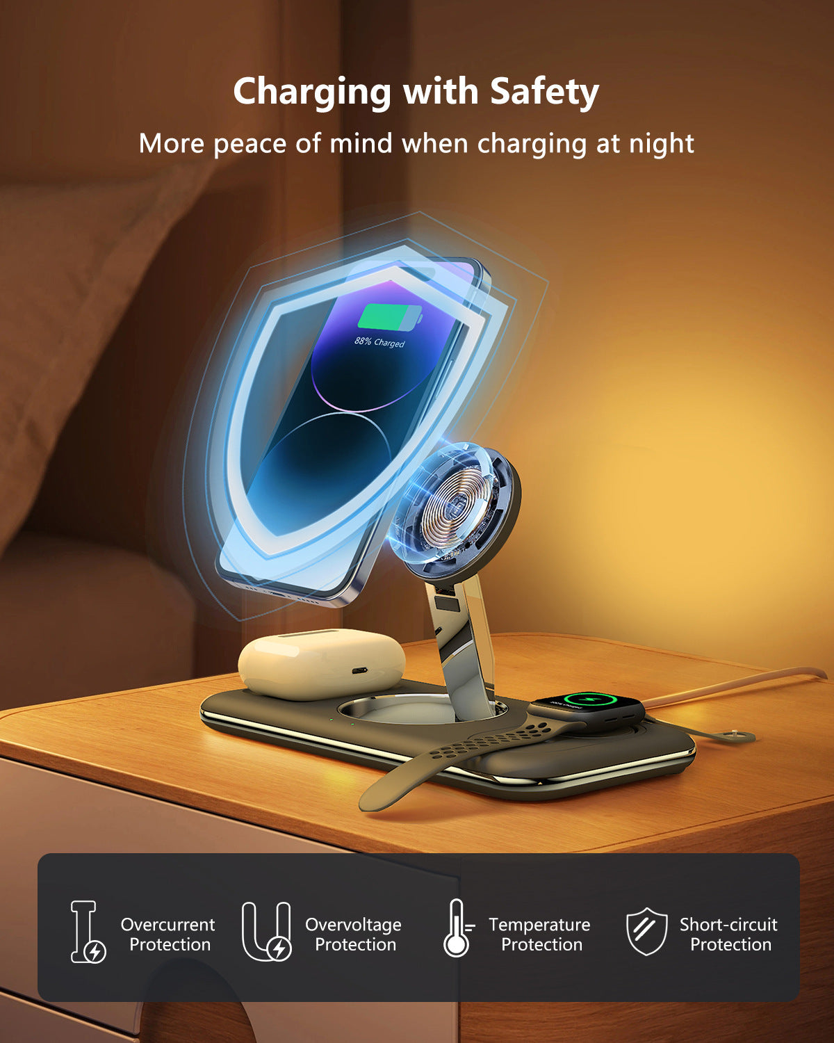 Folding Magnetic Wireless Charger Desktop Bracket